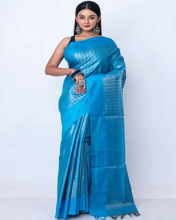 Authentic_Azure_Handloom_Bhagalpuri_Cotton_Tissue_Silk_Crafted_Zari_Weaving_Saree_for_Women