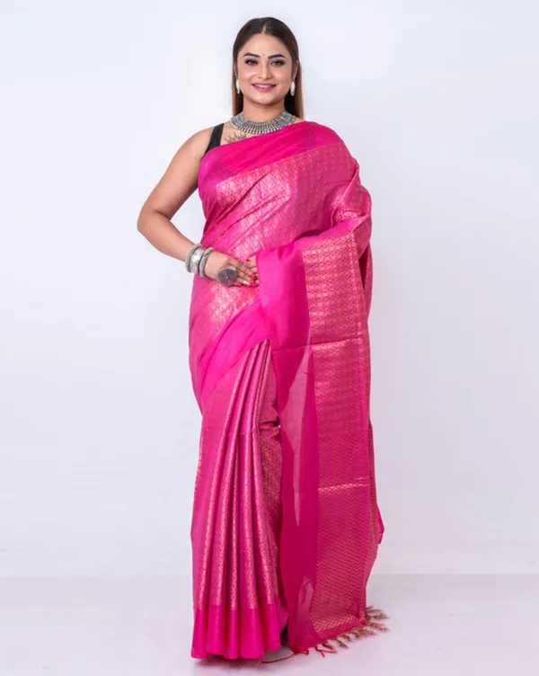 Authentic_Fine_Pink_Cotton_Tissue_Silk_Bhagalpuri_Handloom_Crafted_Zari_Weaving_Saree_for_Women
