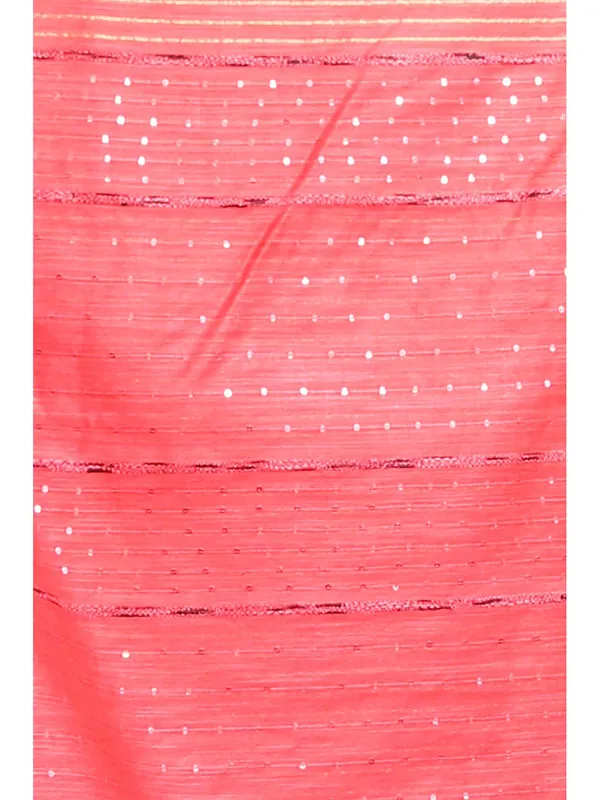 Authentic_Handloom_Bhagalpuri_Cotton_Silk_Striped_Sequin_Saree_(_Red)