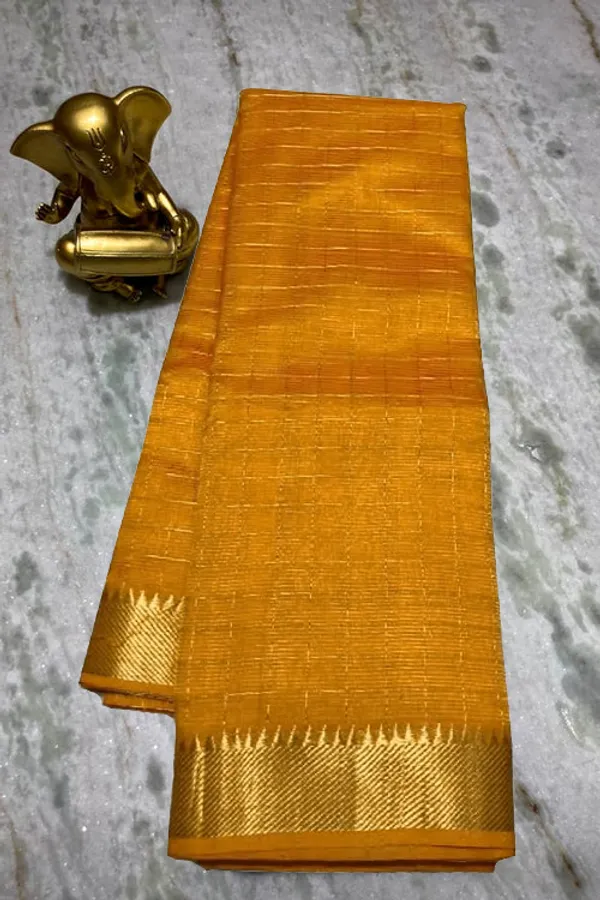 Authentic_Cotton_Silk_Handloom_Bhgalpuri_Check_Saree_with_Gold_Zari_Border_for_Women_(_SB-100167_Yellow)