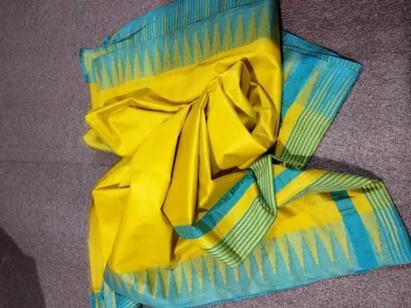 Authentic_Kota_Silk_Doriya_Organza_Net_Temple_Border_Two_Dye_Saree_with_Free_Blouse_Piece(Canary_Yellow_&_Cyan)