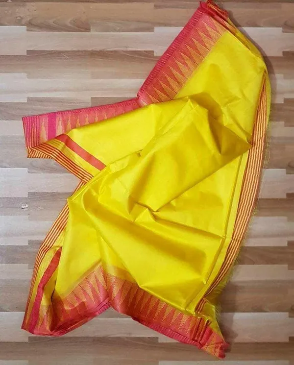 Semi_Tussar_Silk_Handloom_Temple_Border_Bhagalpuri_Saree_(100178_Canary_Yellow-Pink)