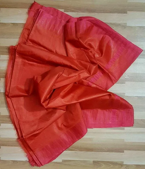 Semi_Tussar_Silk_Handloom_Temple_Border_Bhagalpuri_Saree_(100184_Fine_Red-Pink)