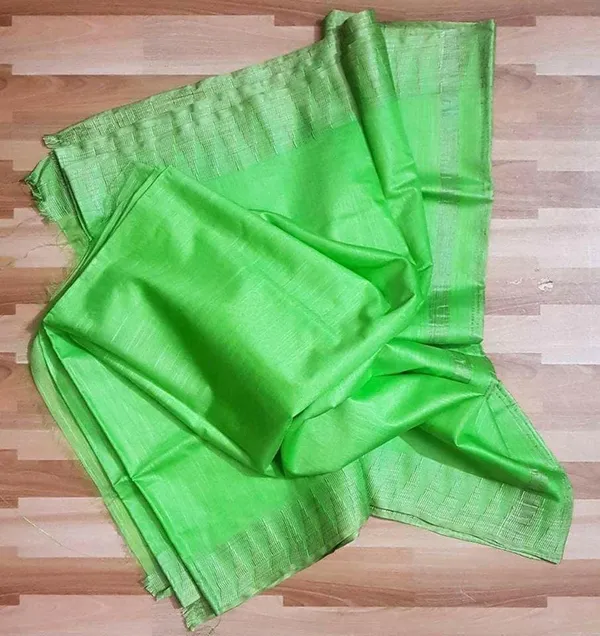 Semi_Tussar_Silk_Handloom_Temple_Border_Bhagalpuri_Saree_(100188_Lawn_Green-Natural)