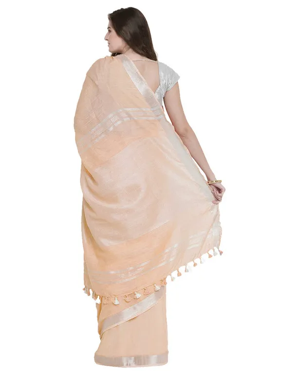 Authentic_Apricot_Orange_Pure_Linen_Handloom_Bhagalpuri_Saree_with_Matching_Blouse_Piece