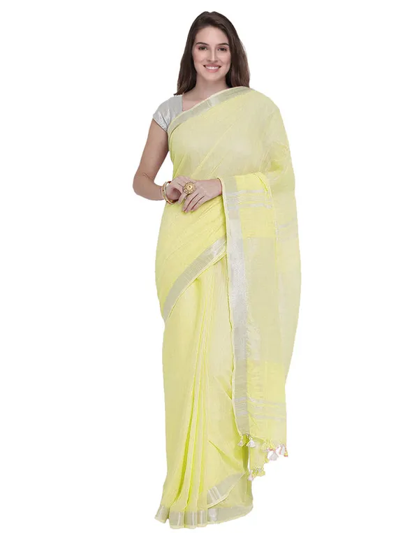 Authentic_Mindaro_Yellow_Pure_Linen_Handloom_Bhagalpuri_Saree_with_Matching_Blouse_Piece