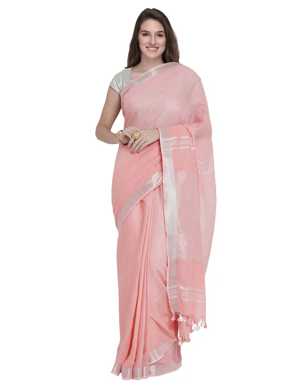 Authentic_Blush_Peach_Handloom_Pure_Linen_Bhagalpuri_Saree_with_Blouse_Piece