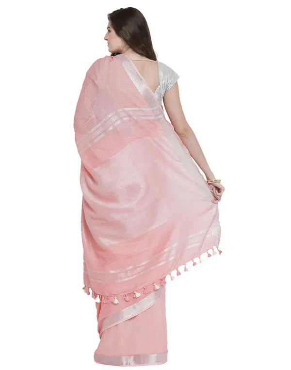 Authentic_Blush_Peach_Handloom_Pure_Linen_Bhagalpuri_Saree_with_Blouse_Piece