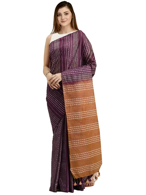 Mountbatten_Brown_&_Sugar_Brown_Kota_SIlk_Bhagalpuri_Handloom_Striped_Two_Dye_Saree