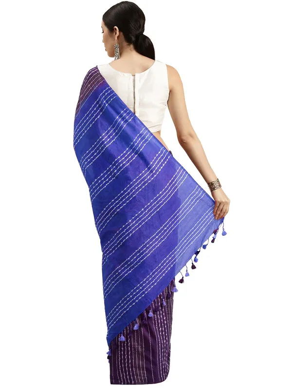 Eminence_Violet_&_Neon_Blue_Kota_SIlk_Bhagalpuri_Handloom_Striped_Two_Dye_Saree
