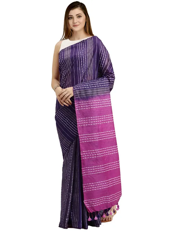 Eminence_Violet_&_Orchid_Pink_Kota_SIlk_Bhagalpuri_Handloom_Striped_Two_Dye_Saree