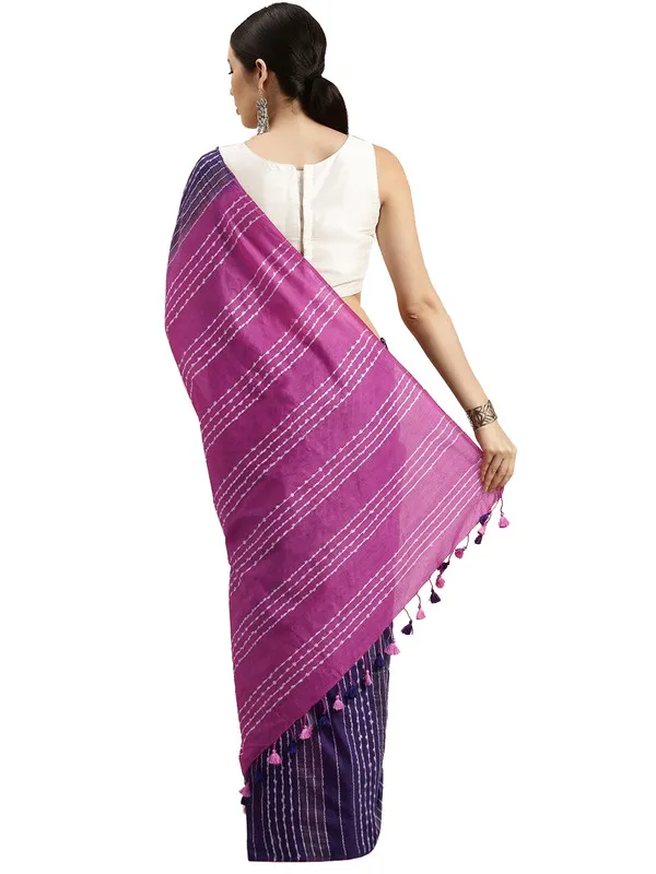 Eminence_Violet_&_Orchid_Pink_Kota_SIlk_Bhagalpuri_Handloom_Striped_Two_Dye_Saree