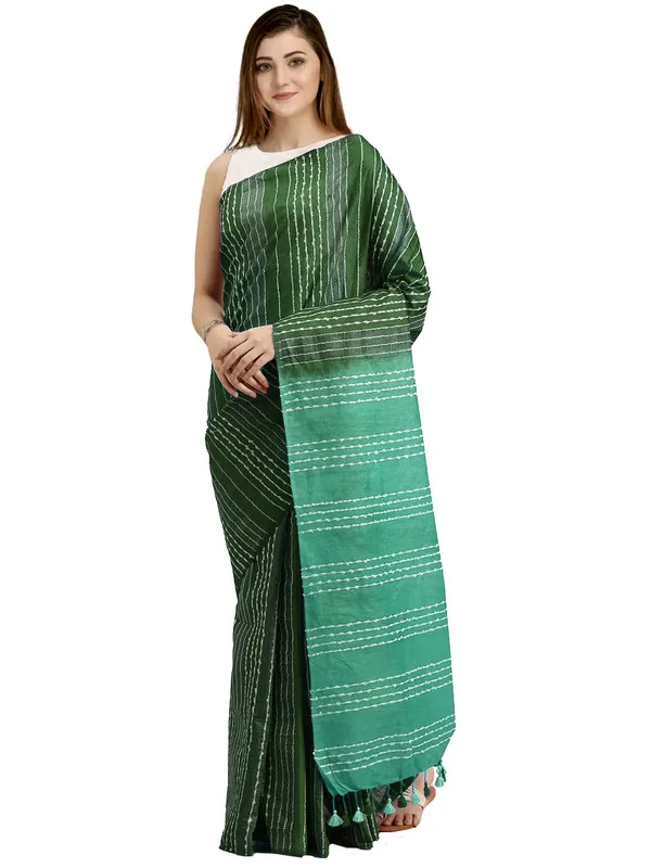 Fern_Green_&_Mint_Green_Kota_SIlk_Bhagalpuri_Handloom_Striped_Two_Dye_Saree