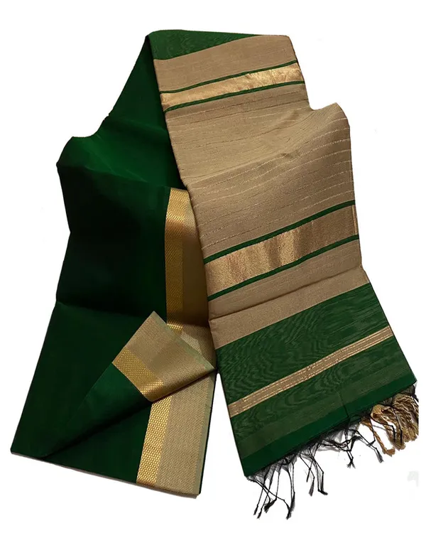 Premium_Tussar_Cotton_Maheshwari_Silk_Saree_with_Designed_Border_(British_Green)