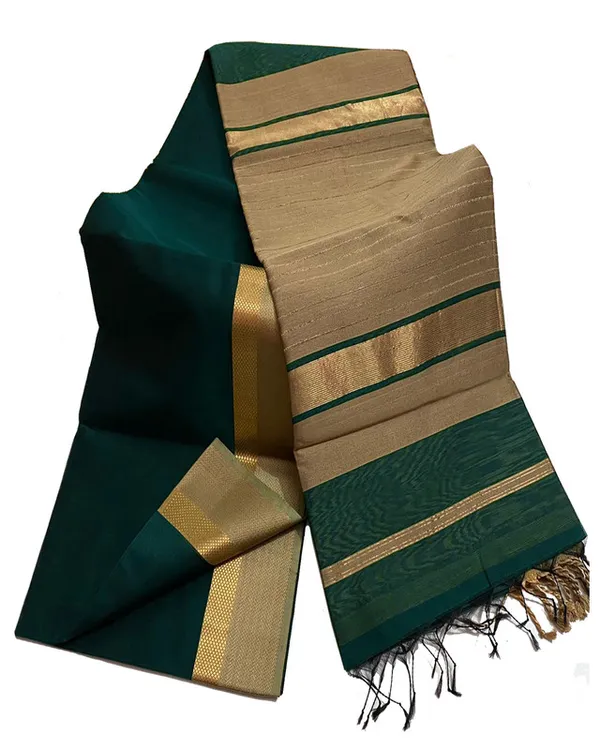 Authentic_Tussar_Cotton_Maheshwari_Silk_Saree_with_Designed_Border_(Midnight_Green)