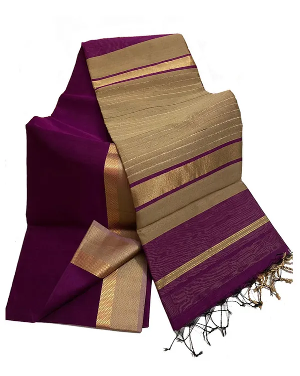 Authentic_Tussar_Cotton_Maheshwari_Silk_Saree_with_Designed_Border_(Tyrian_Purple)