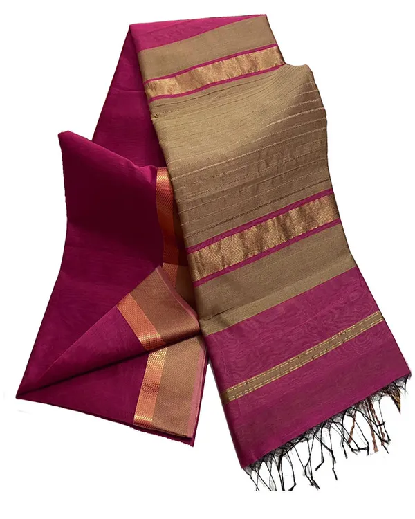 Authentic_Tussar_Cotton_Maheshwari_Silk_Saree_with_Designed_Border_(Wild_Strawberry_Pink)