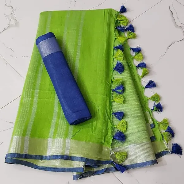 Linen_Cotton_Blend_Handloom_Bhagalpuri_Saree_with_Contrast_Blouse_Piece_(12629_Green-Blue)