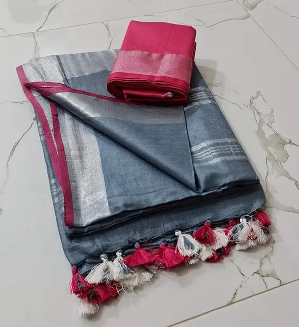 Linen_Cotton_Blend_Handloom_Bhagalpuri_Saree_with_Contrast_Blouse_Piece_(12632_Grey-Pink)