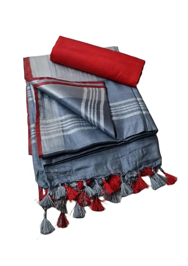 Linen_Cotton_Blend_Handloom_Bhagalpuri_Saree_with_Contrast_Blouse_Piece_(12633_Grey-Red)