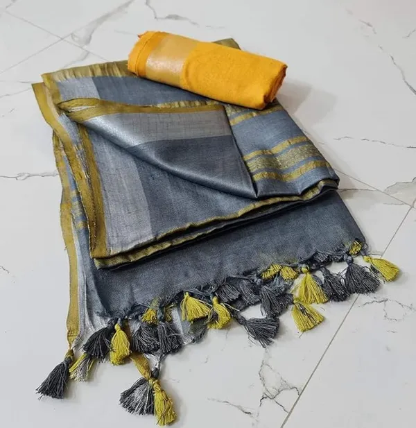 Linen_Cotton_Blend_Handloom_Bhagalpuri_Saree_with_Contrast_Blouse_Piece_(12634_Grey-Yellow)