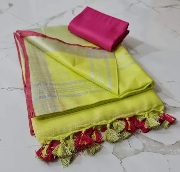 Linen_Cotton_Blend_Handloom_Bhagalpuri_Saree_with_Contrast_Blouse_Piece_(12637_Lemon_Yellow-Pink_)