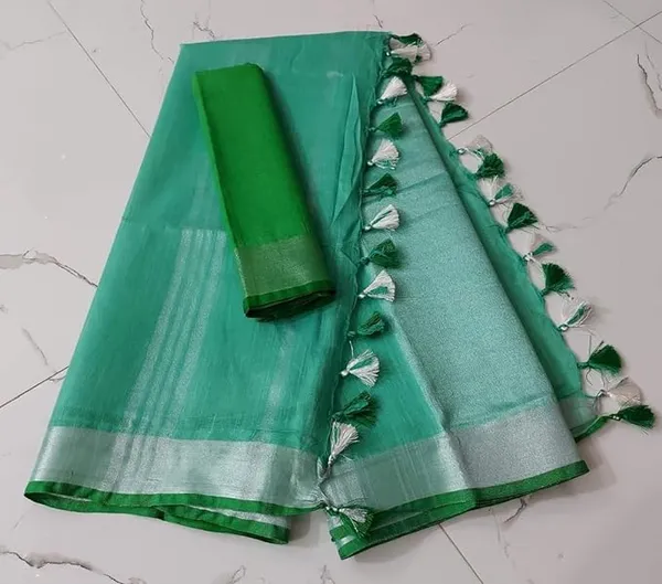 Linen_Cotton_Blend_Handloom_Bhagalpuri_Saree_with_Contrast_Blouse_Piece_(12638_Mint_Green-Green)
