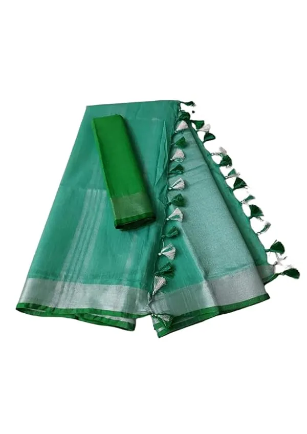 Linen_Cotton_Blend_Handloom_Bhagalpuri_Saree_with_Contrast_Blouse_Piece_(12638_Mint_Green-Green)