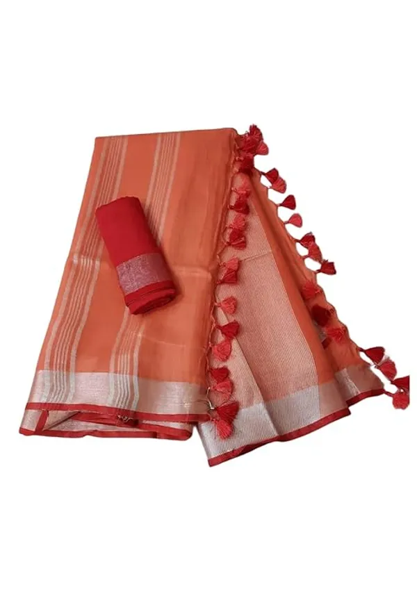 Linen_Cotton_Blend_Handloom_Bhagalpuri_Saree_with_Contrast_Blouse_Piece_(12639_Moeja_Orange-Red)