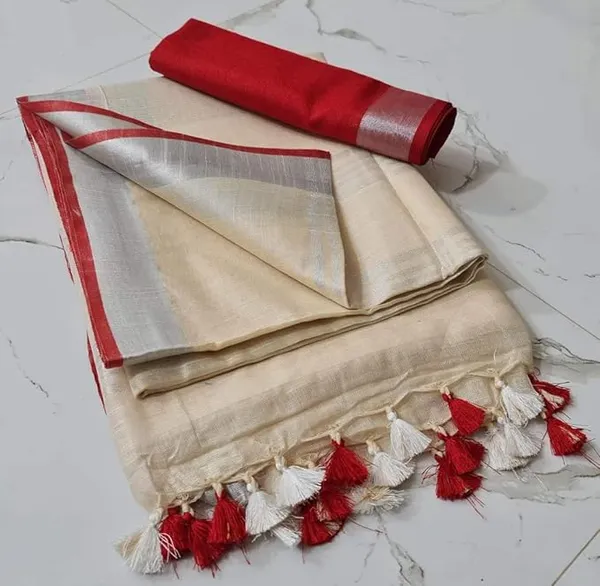 Linen_Cotton_Blend_Handloom_Bhagalpuri_Saree_with_Contrast_Blouse_Piece_(12644_Reef_Beige-Red)