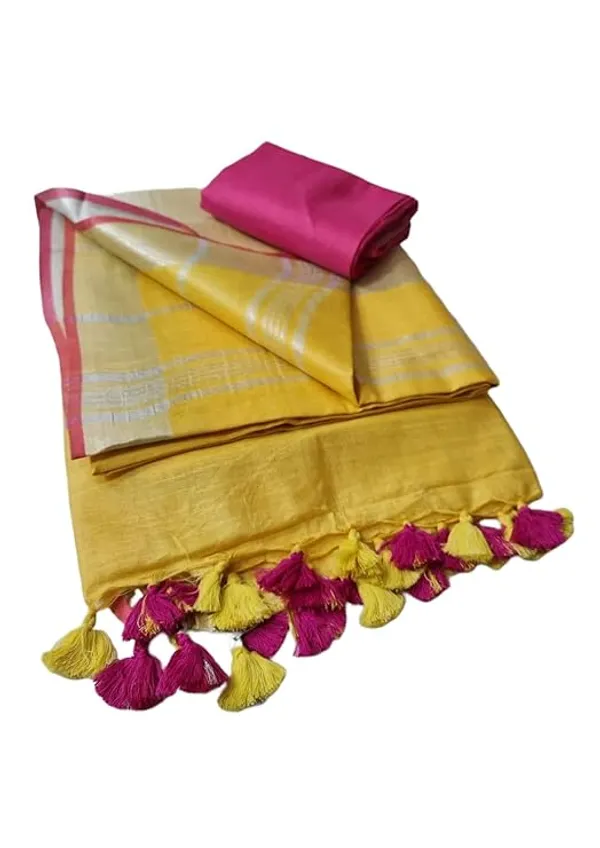 Linen_Cotton_Blend_Handloom_Bhagalpuri_Saree_with_Contrast_Blouse_Piece_(12648_Yellow_Pink)