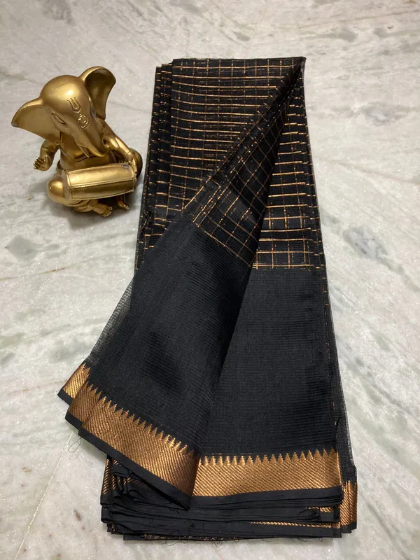 Authentic_Cotton_Silk_Handloom_Mangalagiri_Half_Body_Check_Saree_(HB-Black)