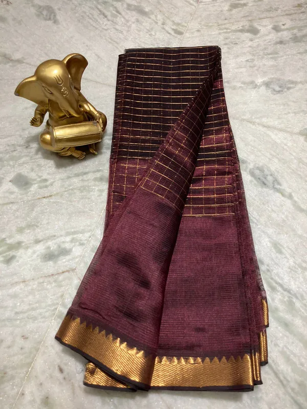 Premium_Cotton_Silk_Handloom_Mangalagiri_Half_Body_Check_Saree_(HB-Burgundy_Brown)