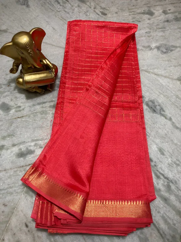 Premium_Cotton_Silk_Handloom_Mangalagiri_Half_Body_Check_Saree_(HB-Crimson_Red)