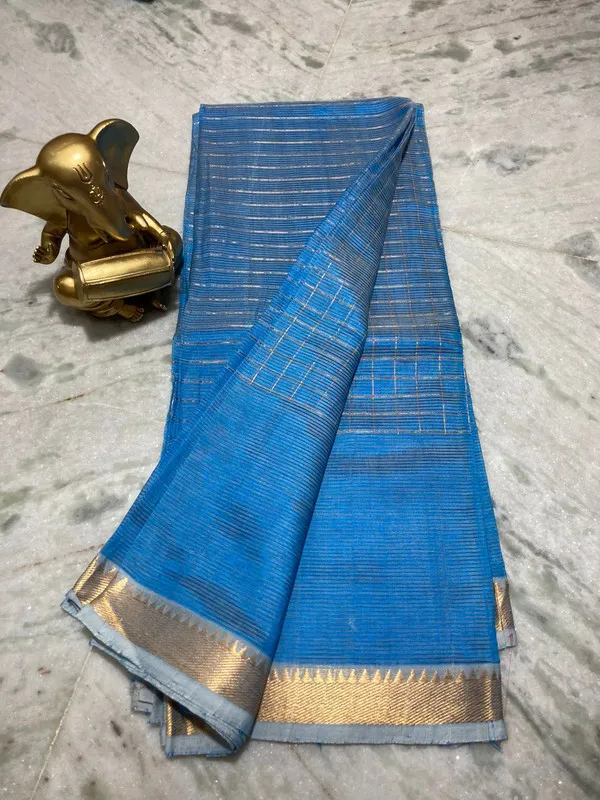Premium_Cotton_Silk_Handloom_Mangalagiri_Half_Body_Check_Saree_(HB-Curious_Blue)