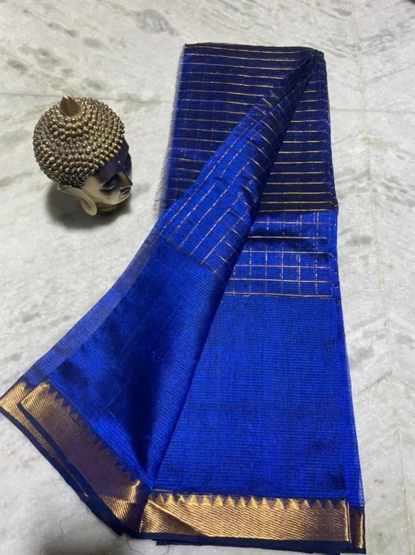 Premium_Cotton_Silk_Handloom_Mangalagiri_Half_Body_Check_Saree_(HB-Duke_Blue)