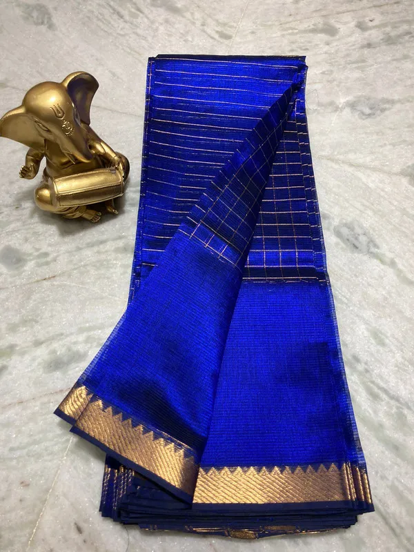 Premium_Cotton_Silk_Handloom_Mangalagiri_Half_Body_Check_Saree_(HB-Duke_Blue)