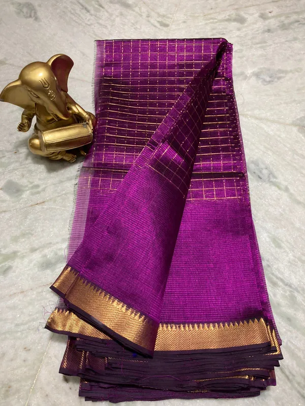 Authentic_Cotton_Silk_Handloom_Mangalagiri_Half_Body_Check_Saree_(HB-Electric_Purple)