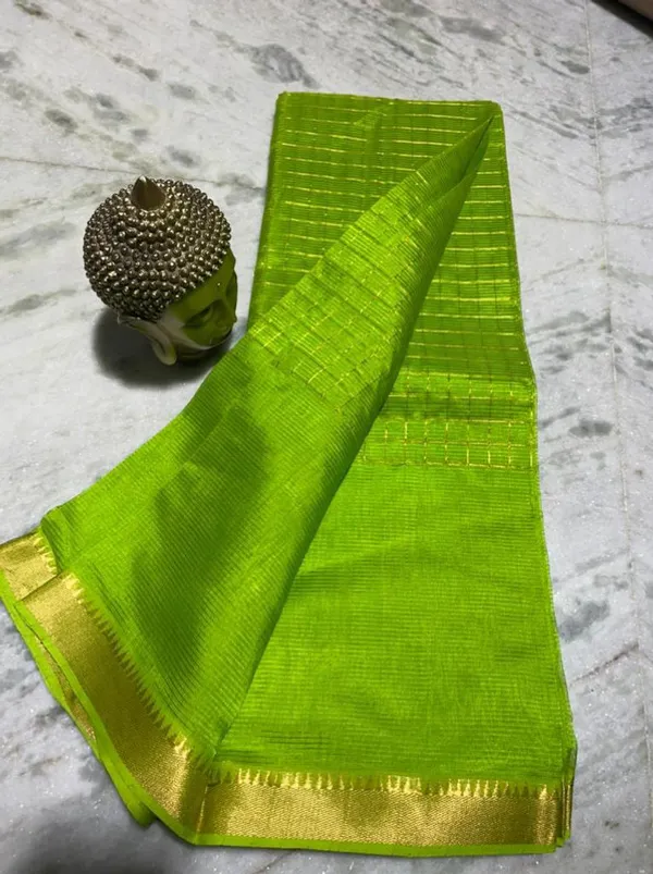 Authentic_Cotton_Silk_Handloom_Mangalagiri_Half_Body_Check_Saree_(HB-Limade_Green)