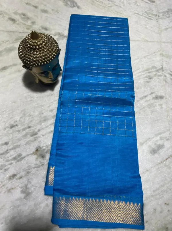 Premium_Cotton_Silk_Handloom_Mangalagiri_Half_Body_Check_Saree_(HB-Neon_Blue)