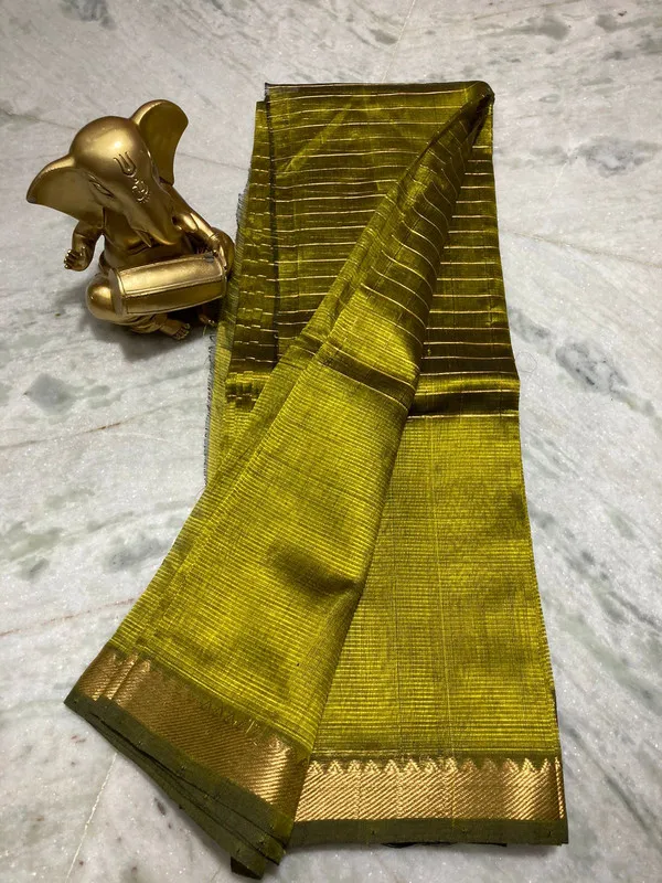 Authentic_Cotton_Silk_Handloom_Mangalagiri_Half_Body_Check_Saree_(HB-Olive_Green)