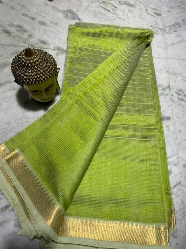 Premium_Cotton_Silk_Handloom_Mangalagiri_Half_Body_Check_Saree_(HB-Parrot_Green)