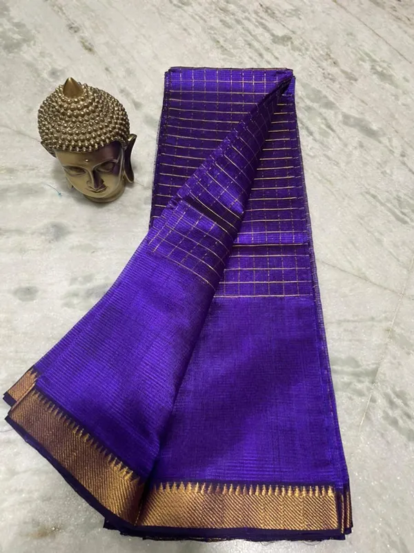 Authentic_Cotton_Silk_Handloom_Mangalagiri_Half_Body_Check_Saree_(HB-Persian_Indigo)