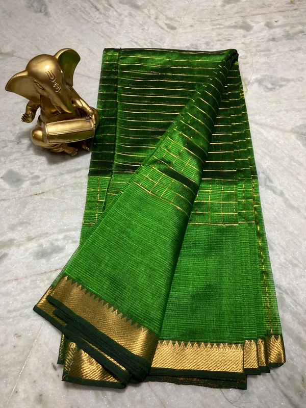 Authentic_Cotton_Silk_Handloom_Mangalagiri_Half_Body_Check_Saree_(HB-Racing_Green)