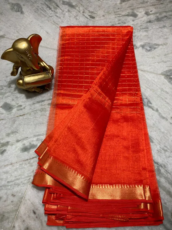 Premium_Cotton_Silk_Handloom_Mangalagiri_Half_Body_Check_Saree_(HB-Tiano_Red)