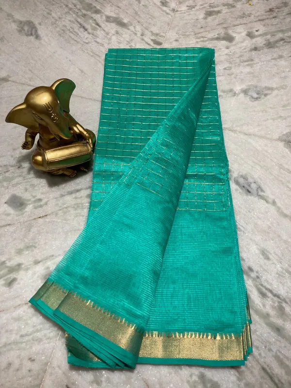 Authentic_Cotton_Silk_Handloom_Mangalagiri_Half_Body_Check_Saree_(HB-Turquoise)