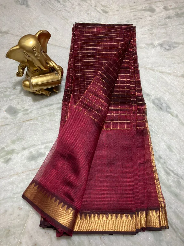 Authentic_Cotton_Silk_Handloom_Mangalagiri_Half_Body_Check_Saree_(HB-Tyrian_Brown)