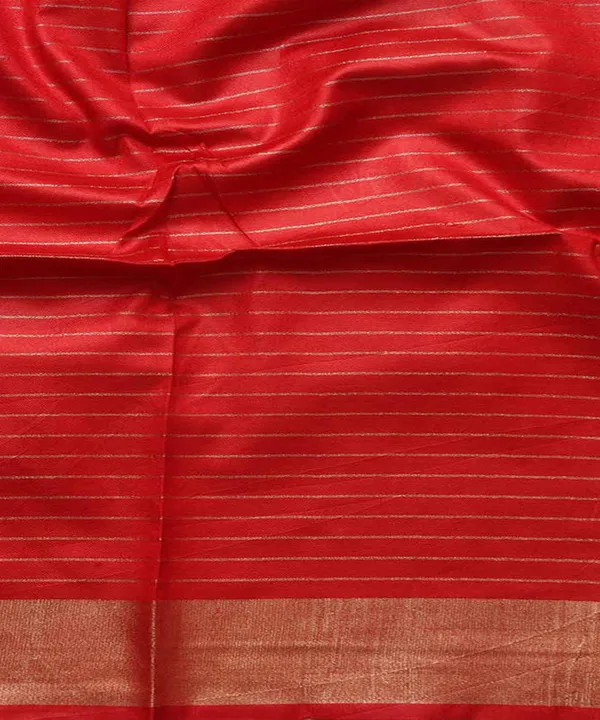 Linen_Blend_Handloom_Bhagalpuri_Check_Contrast_Saree_(Gold-Carbon_Blue-Red)