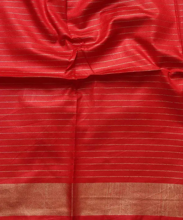 Linen_Blend_Handloom_Bhagalpuri_Check_Contrast_Saree_(Gold-Mountbatten_Brown-Red)