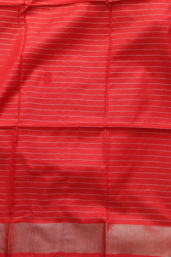 Linen_Blend_Handloom_Bhagalpuri_Check_Contrast_Saree_(Gold-Red-Red)
